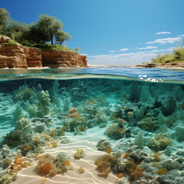 Background Image of Tropical Island Beach and Sea Water