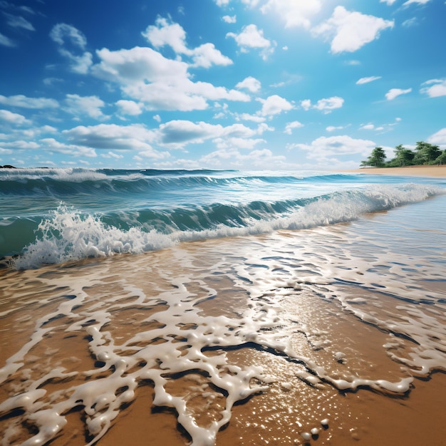 Background Image of Tropical Island Beach and Sea Water