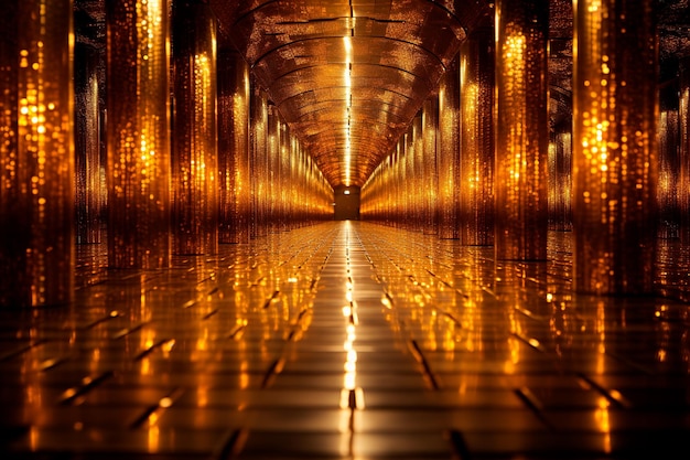 background image of tunnel golden path with lights