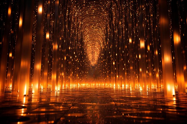 background image of tunnel golden path with lights