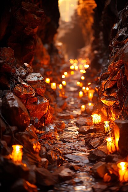 Foto immagine di sfondo del percorso del tunnel di pietre e rocce