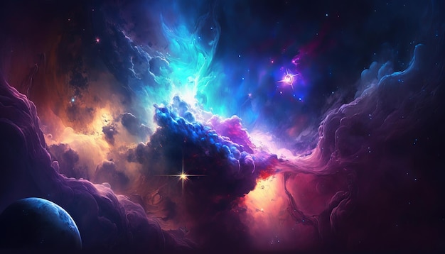 Фото Фоновое изображение со смесью синего и фиолетового цветов, напоминающее галактику или космическую тему generative ai