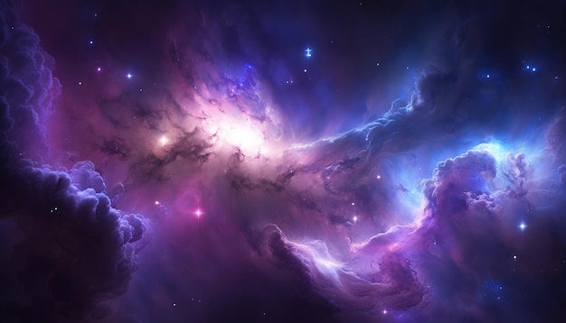 Background image with a mix of blue and purple colors resembling a galaxy or space theme Generative ai