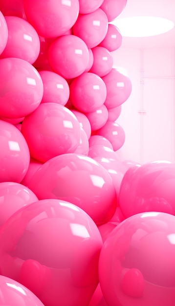 Foto immagine di sfondo con palline rosa e palloncini