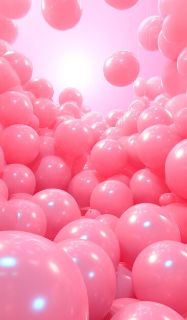 Photo background image with pink balls and balloons