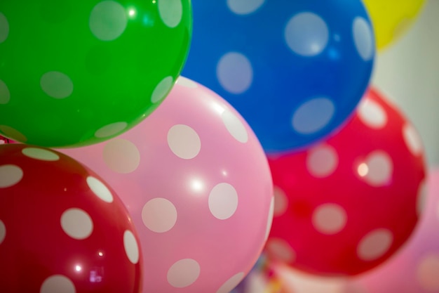 Background inflatable colorful balloons with polka dots