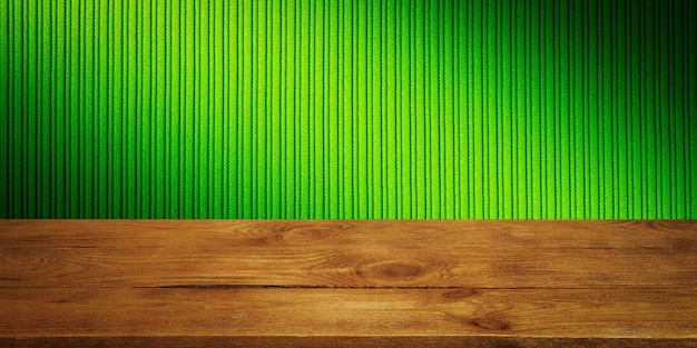 The background is blank wooden boards and a textured striped wall with gradient lighting and vignetting. For product demonstrations, free space, layout, mockup, perspective board, background board.