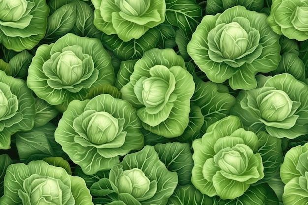 The background is fresh cabbage in AI format Generative AI