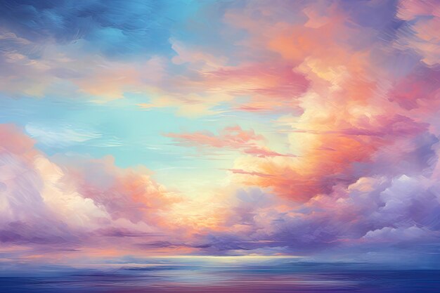 The background is a serene landscape with a blend of muted and vibrant colors