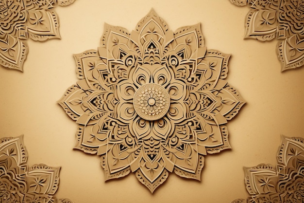 Foto una carta islamica di sfondo tagliata con un ornamento in stile arabo su uno sfondo beige