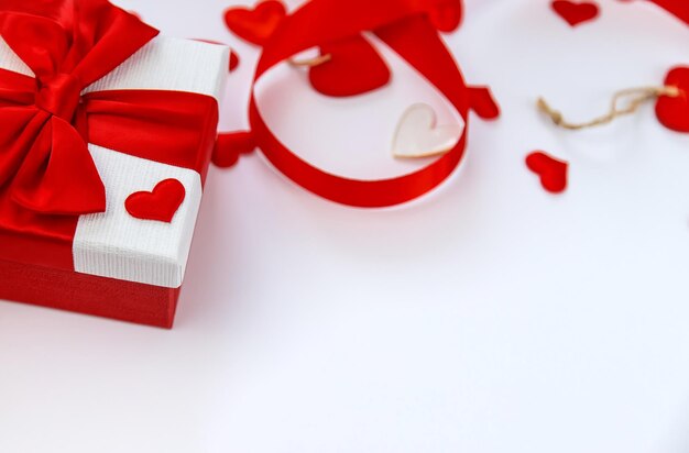 Background isolate with hearts and gift. Valentine's Day. Selective focus. Valentine.