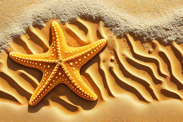 Photo background of isolated starfish on the golden beach generative ai