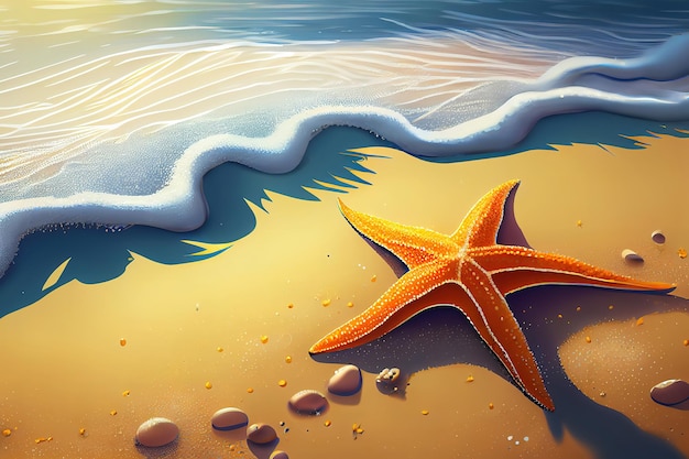 Photo background of isolated starfish on the golden beach generative ai