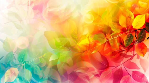 background of leaves with rainbow colors Gay pride background LGTBI diversity community concept