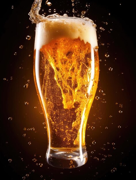 Фон светло-золотого пива с пузырьками и пенью