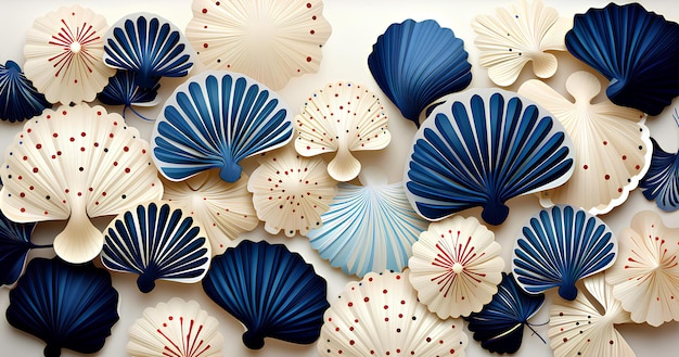 background line art of seashells Generative AI