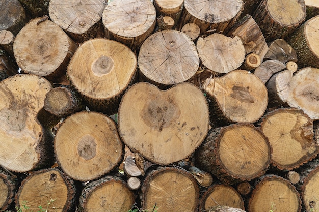 Background of logs, stacked on top of each other.