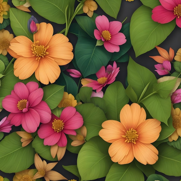 Background Lovely Spring Decorative Wallpaper of Leaf and Flowers