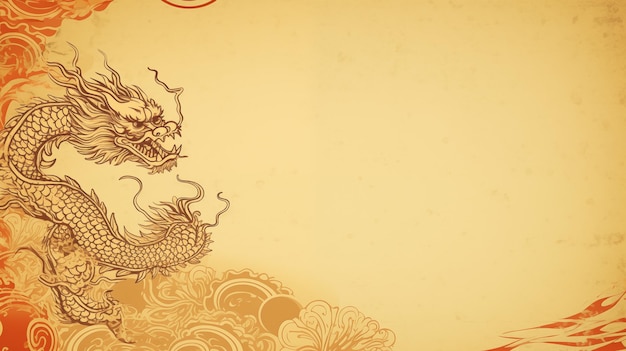 Background for Lunar New Year or Chinese New Year Image of a dragon on old vintage paper background