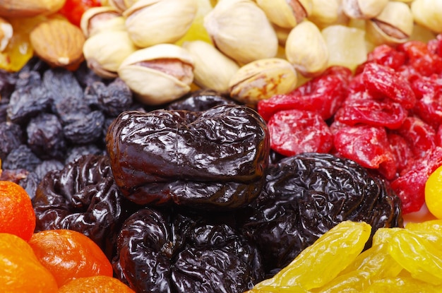 Background made of assorted dried fruits