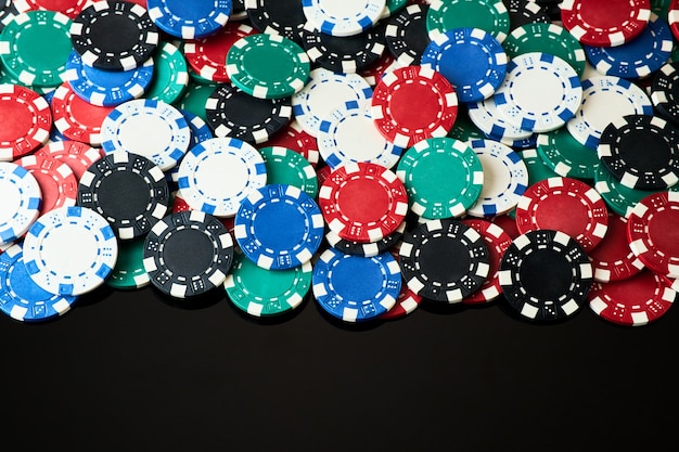 Photo background made of casino chips top down view