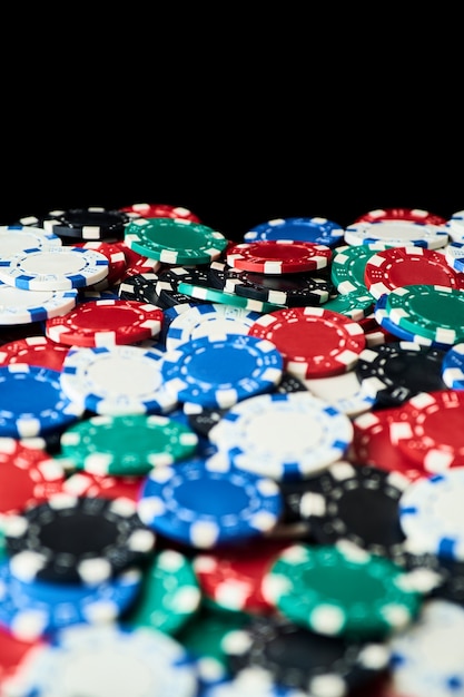 Background made of casino chips top down view