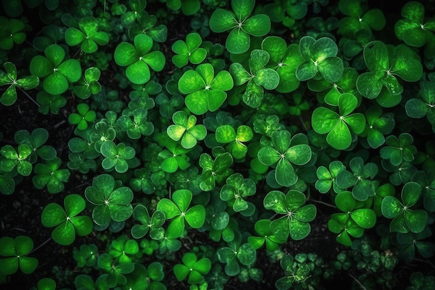 Background made of clover Generative AI is an illutration Green background