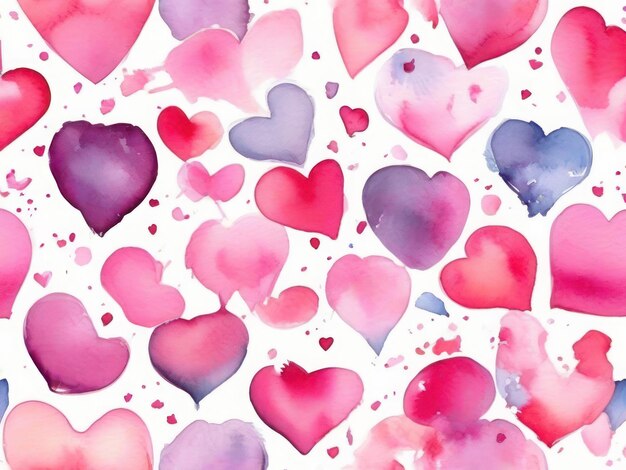 Фон из многоцветных акварельных градиентных сердец разных размеров Красивые элементы