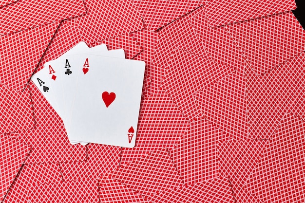 Background made of playing cards top down view