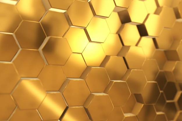 Background made of shining golden hexagons