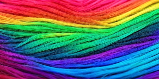 Background made of strands of colorful hair Illustration of colored threads Generative AI