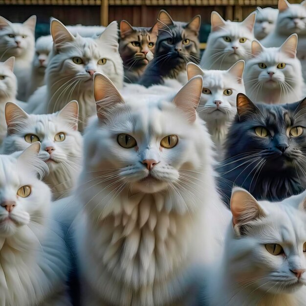 Photo background of many cats cute stray cats