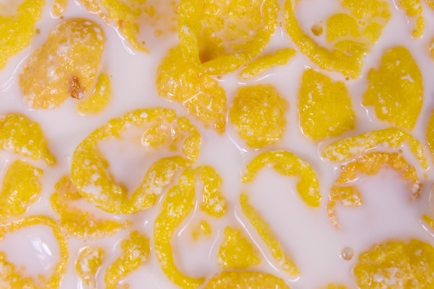 Background of the many yellow cornflakes Healthy eating