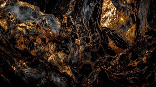 Background mixed black and gold colors Luxury marble texture Marble wallpaper Dark and golden background Generative AI