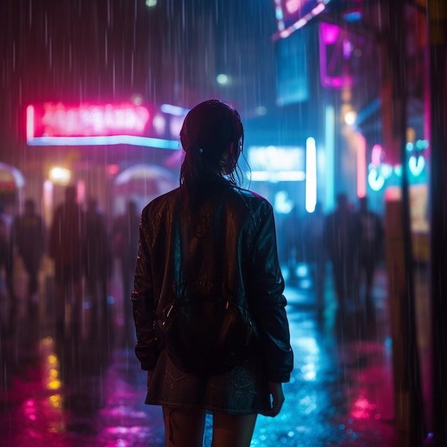 Background Mixing Photograph of woman standing alone