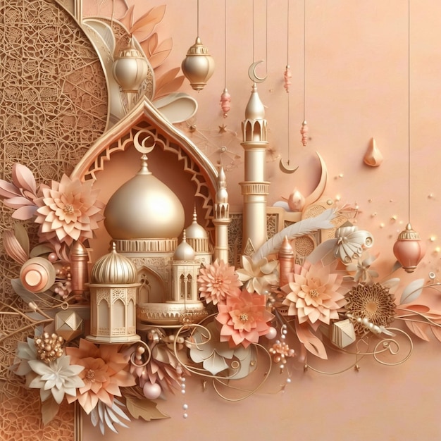 Photo background mockup with an islamic theme created by ai