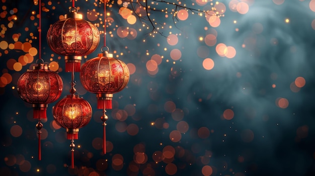 Современный фон китайского Нового года 2024 дизайн открытки с золотым фонарем фейерверк восточный образец идеально подходит для этикетки одежды баннеры веб-сайты календари и конверты