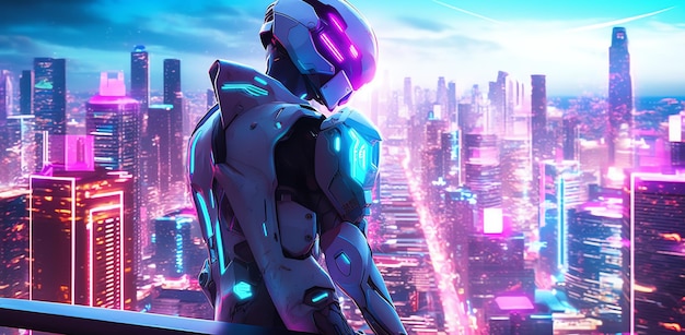 background modern scifi cyberpunk robotic wallpaper illustration design