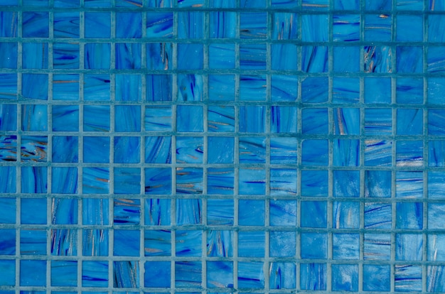 Background of mosaic wall in blue color