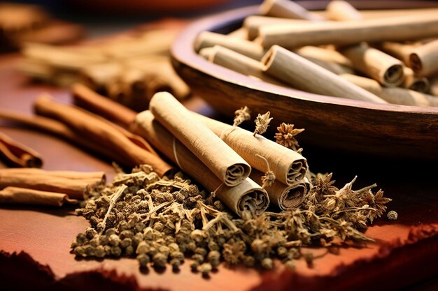 Photo the background of moxibustion and chinese herbal medicine