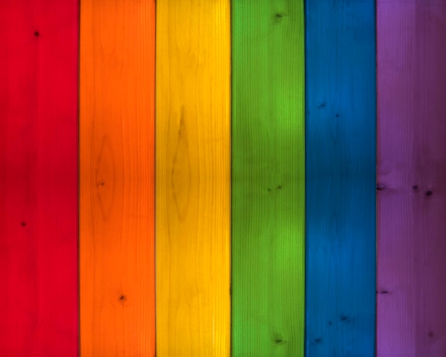 Background of multicolored boards in the colors of the rainbow wooden texture colorful drawing mo