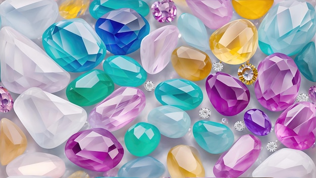 Background of multicolored colorfull shiny glass precious or semiprecious stones
