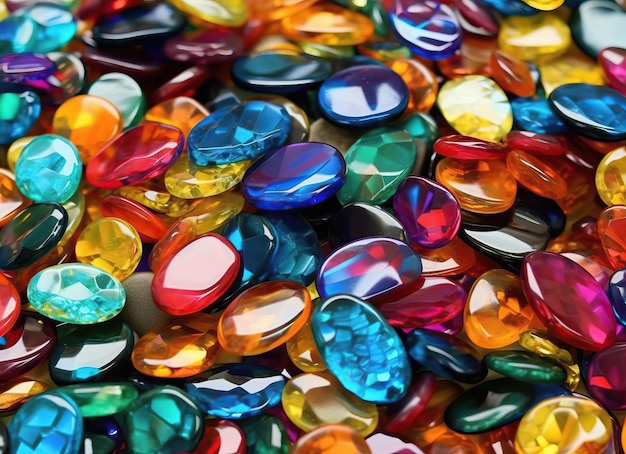 Background of multicolored colorfull shiny glass precious or semiprecious stones