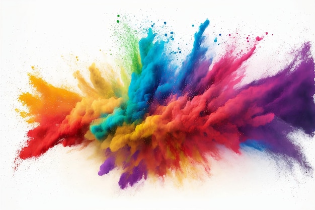 Фон разноцветного взрыва цветного порошка Generative AI