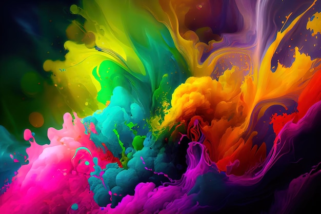 Background of multicolored paint in water generative ai