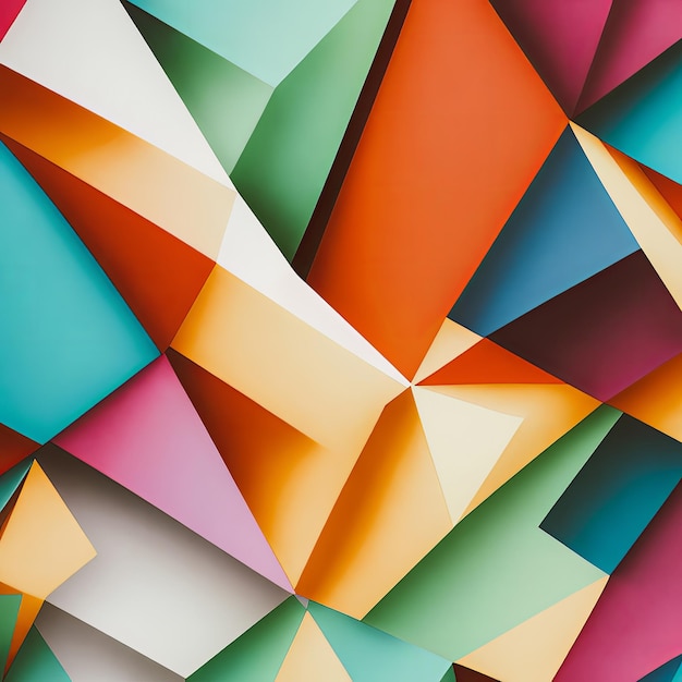 Background of multicolored paper geometric shapes triangles