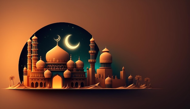 Background for muslim feast of the holy month of ramadan kareem with generated ai