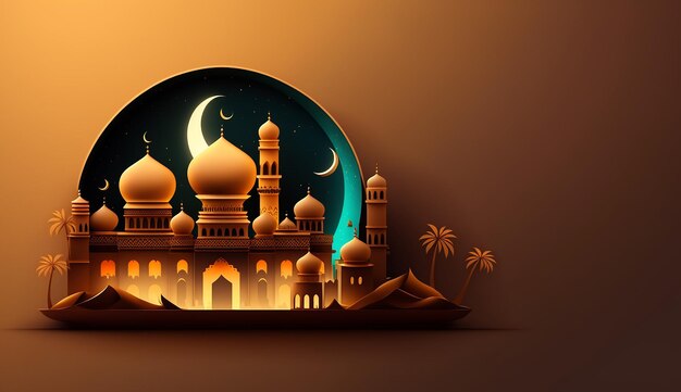 Background for muslim feast of the holy month of ramadan kareem with generated ai