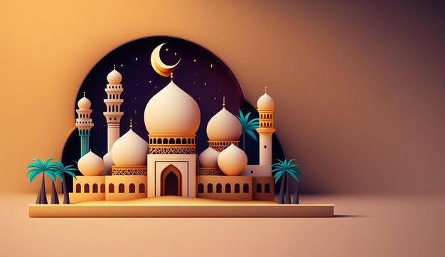 Background for muslim feast of the holy month of ramadan kareem with generated ai