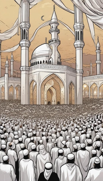 Background muslim in white mosque